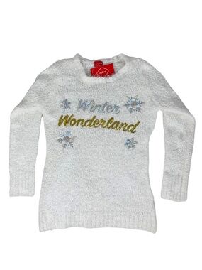 Women's Cream 'Winter Wonderland' Crewneck Sweater L Holiday Festive Winter